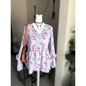 Counterparts Floral Peplum Blouse Size M